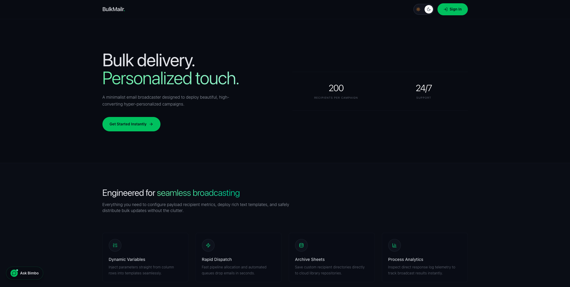 BulkMailr website mockup