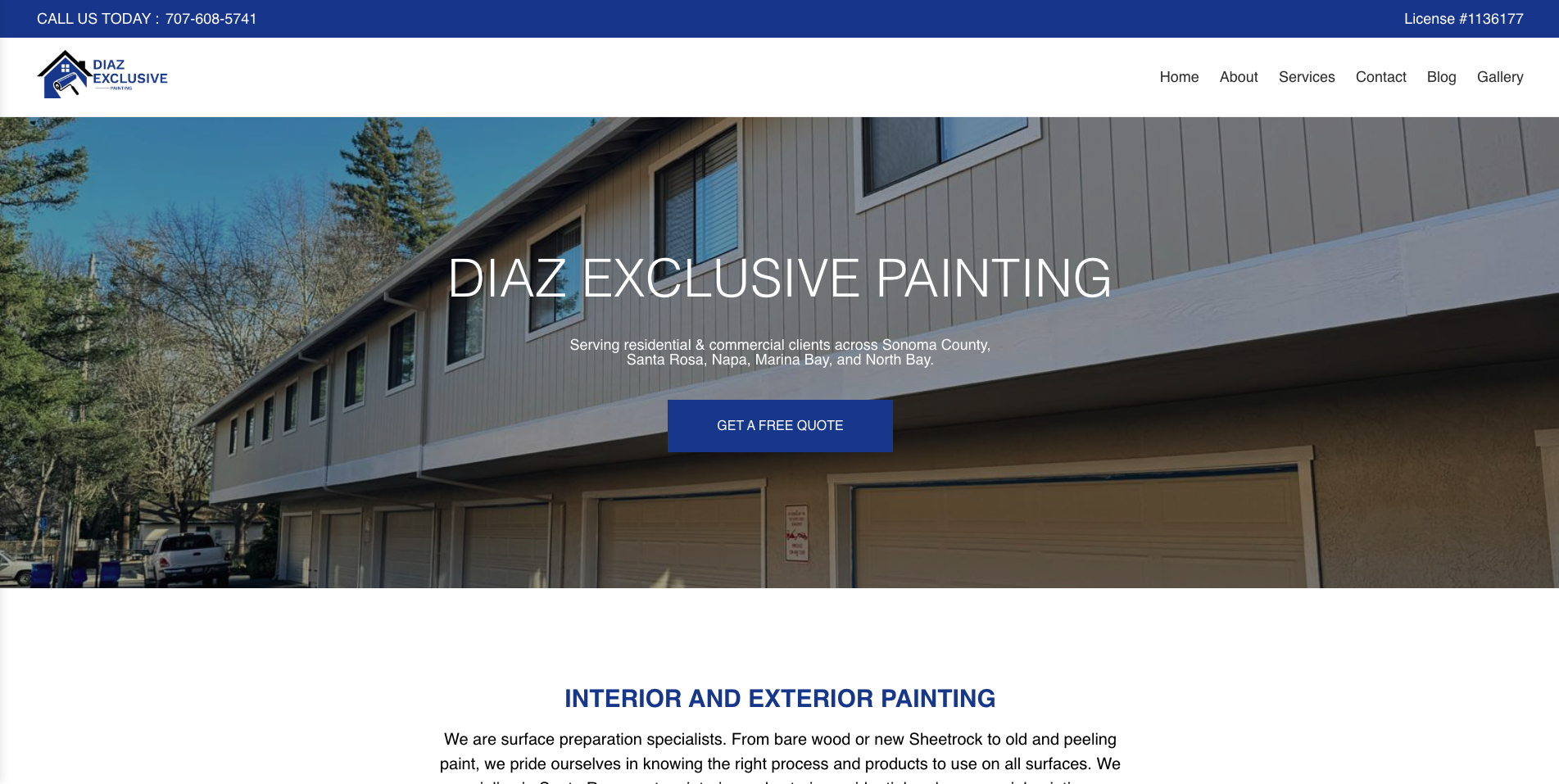 Diaz Exclusive Painting website mockup